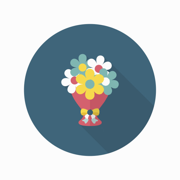 花束图标，矢量平面长阴影设计。图片下载