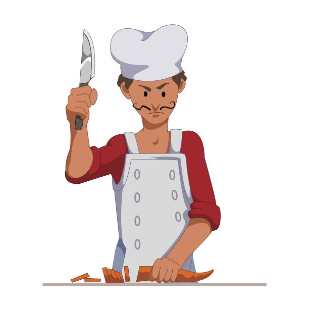 厨师用锋利的刀把胡萝卜切成薄片。烹饪素食图片下载