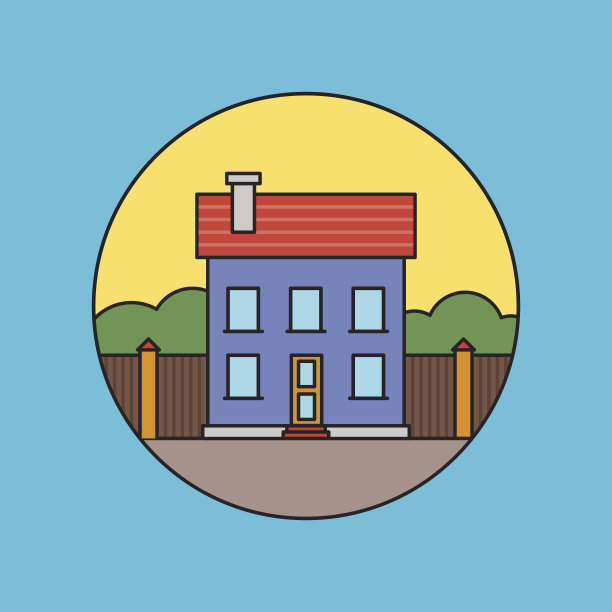 复古flat住宅图标图片下载