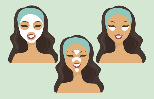 女孩戴着各种各样的美丽面具图片下载