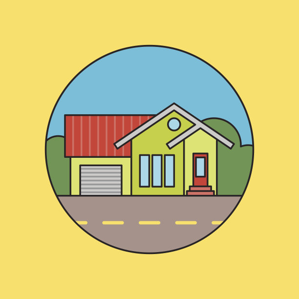 复古flat住宅图标图片下载