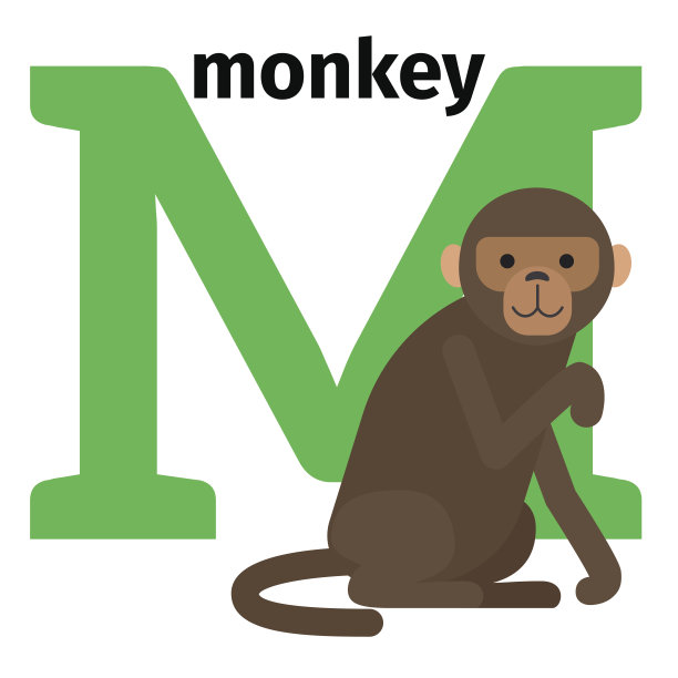 英语动物动物园字母表字母M图片下载