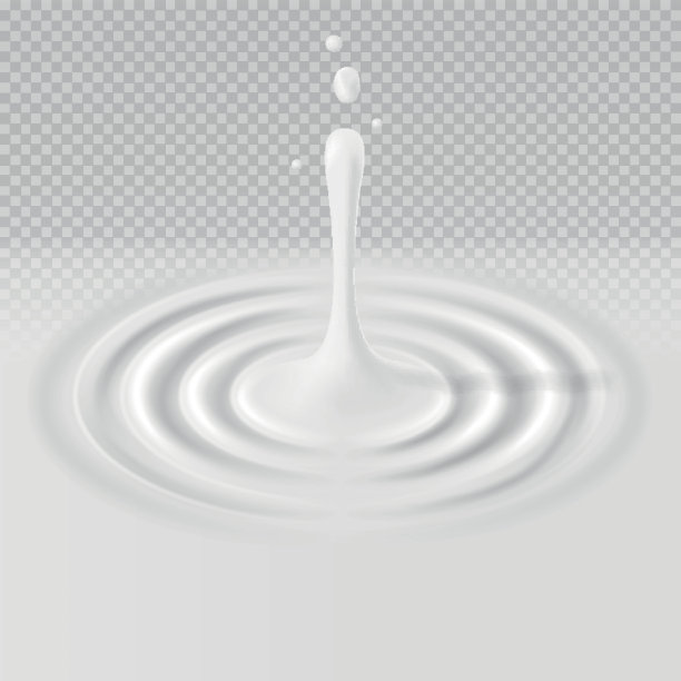 白色下降滴与波纹表面矢量插图图片下载
