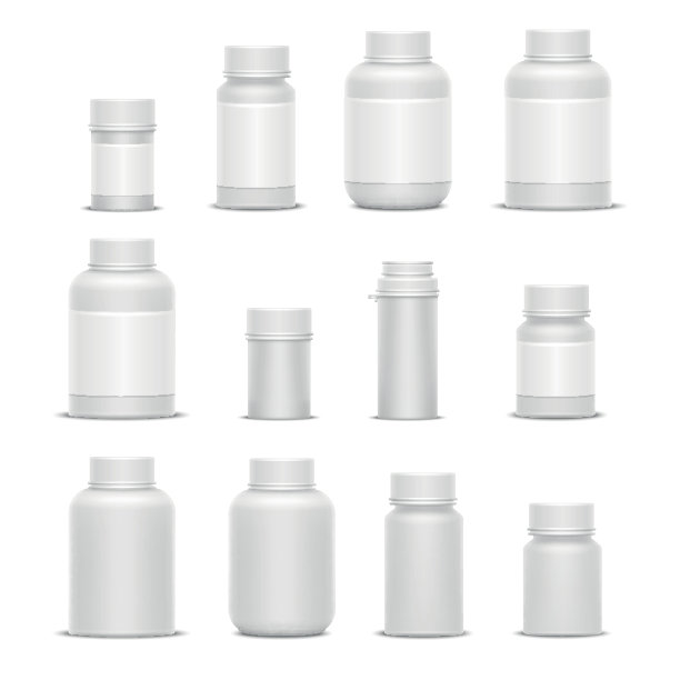 逼真的矢量塑料包装的化妆品，维生素药丸药瓶图片下载