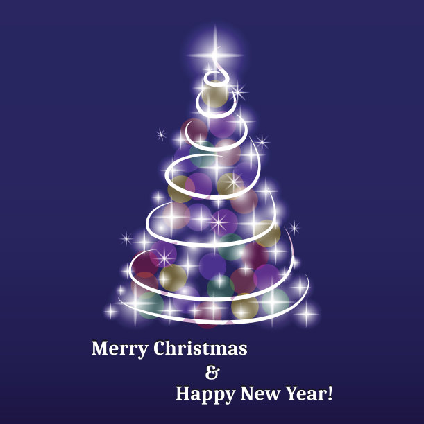 用亮闪闪的东西和彩灯做成的抽象圣诞树。图片下载