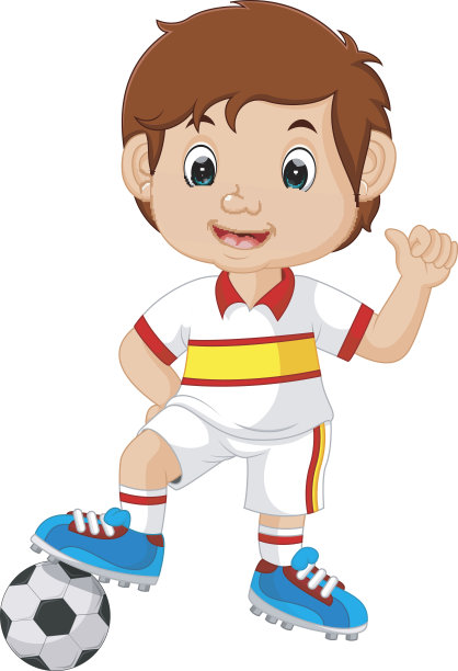 卡通儿童踢足球素材图片