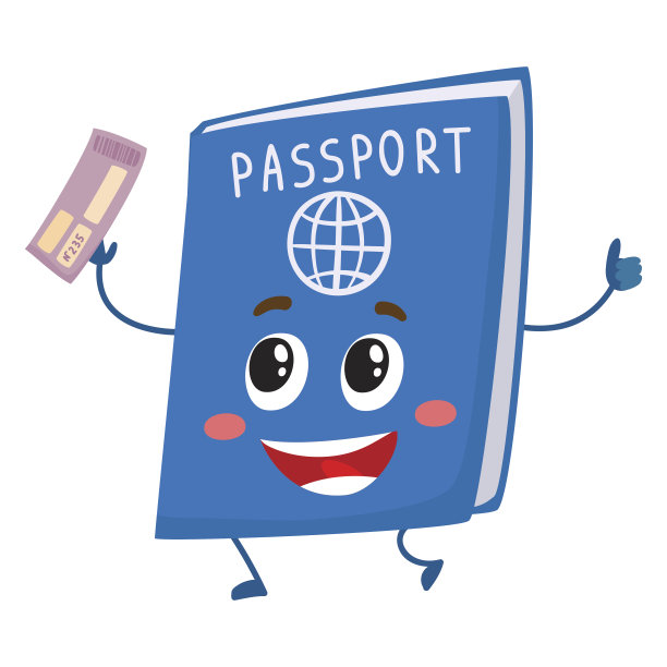 可爱和有趣的护照，身份证件字符，旅行概念图片下载