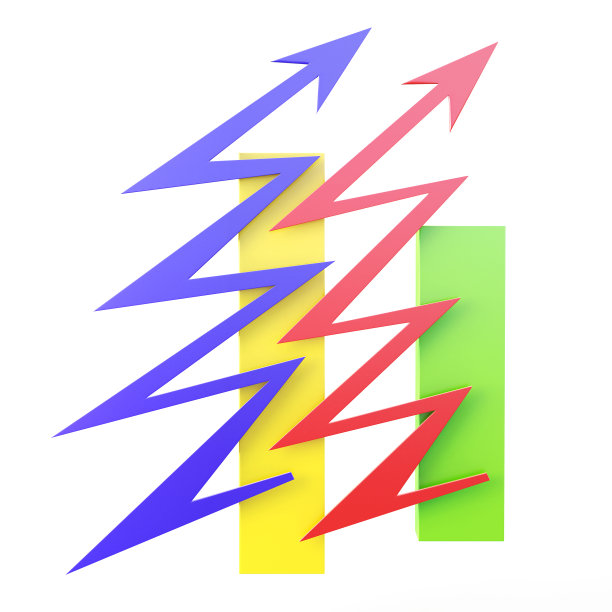 彩色箭头图形孤立在白色背景上。3 d renderi图片下载