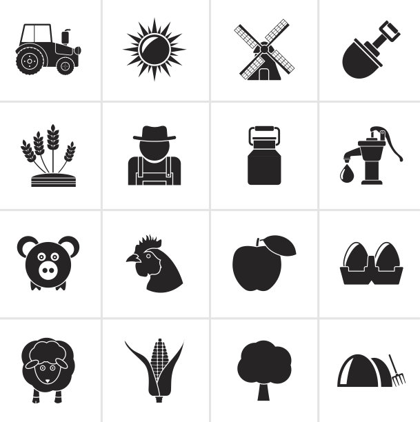 黑色农业和农业图标图片下载