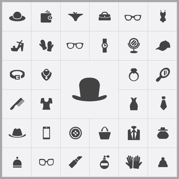 帽子图标。配件图标通用套装图片下载