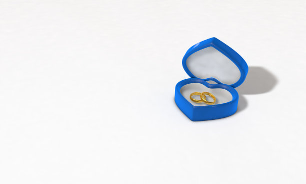 心形戒指盒3d插图图片下载