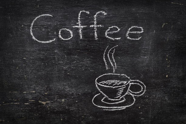 黑板上的粉笔。咖啡图片下载