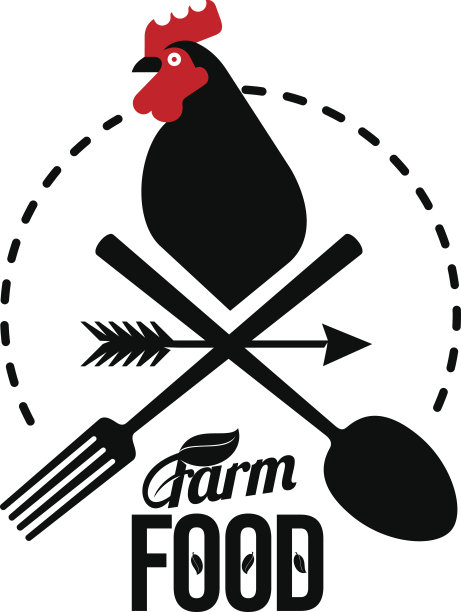 农场模板与一只公鸡和农民的工具图片下载