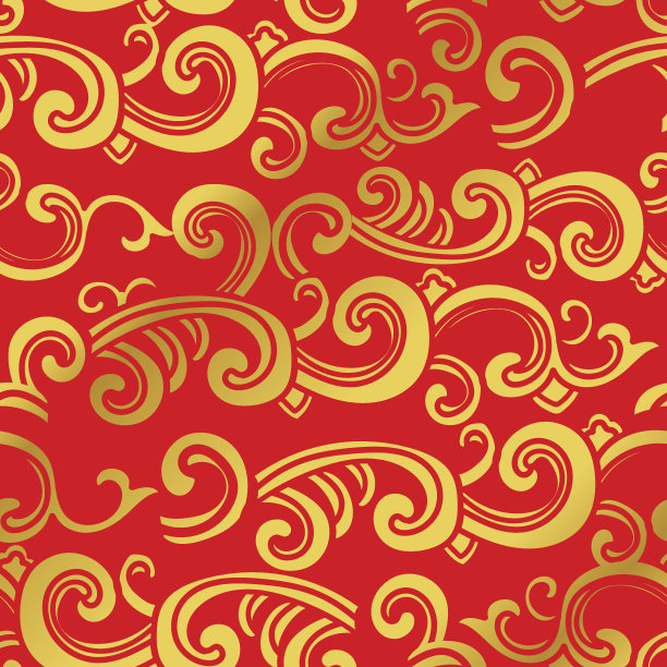 无缝黄金中国背景螺旋曲线波交叉图片下载