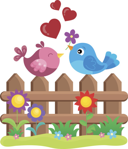 情人节的鸟在篱笆主题1图片下载