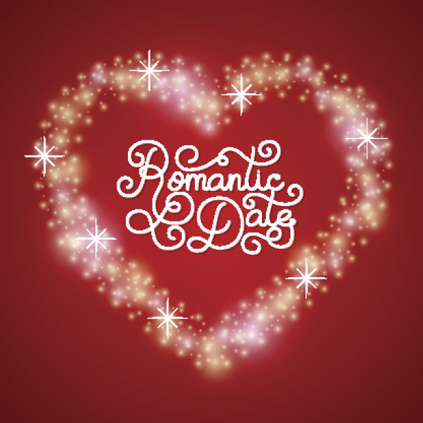 贺卡上刻有浪漫的约会和心形图案。图片下载