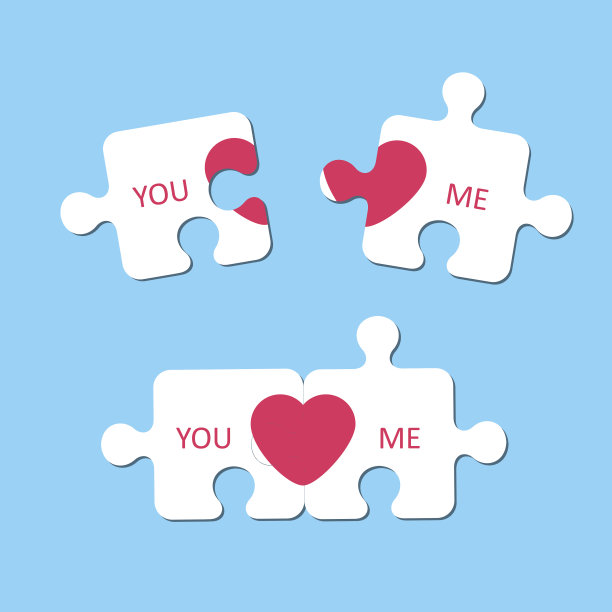 你和我。心的迹象。情人节。拼图图片下载