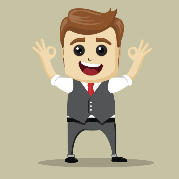 矢量商人微笑着，露出OK的手势。图片下载