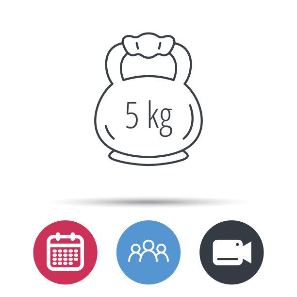 体重图标。举重杠铃的迹象。图片下载