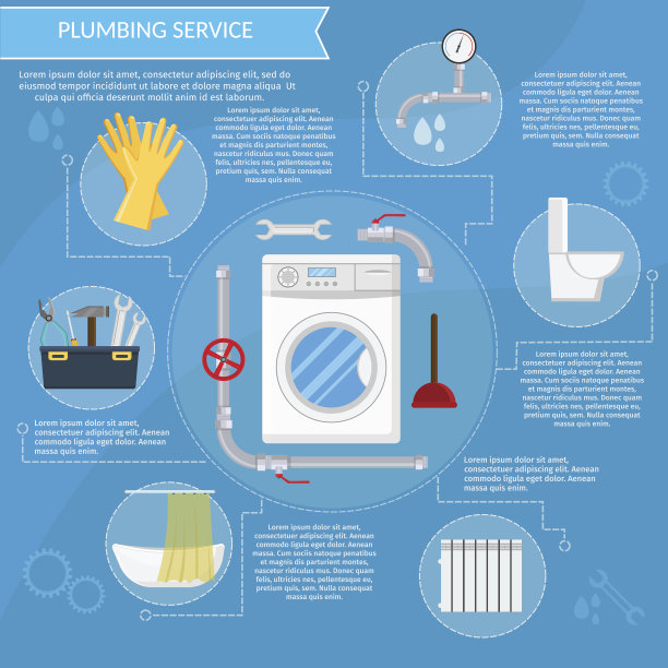 管道维修安装管道平面工具设备信息图向量图片下载