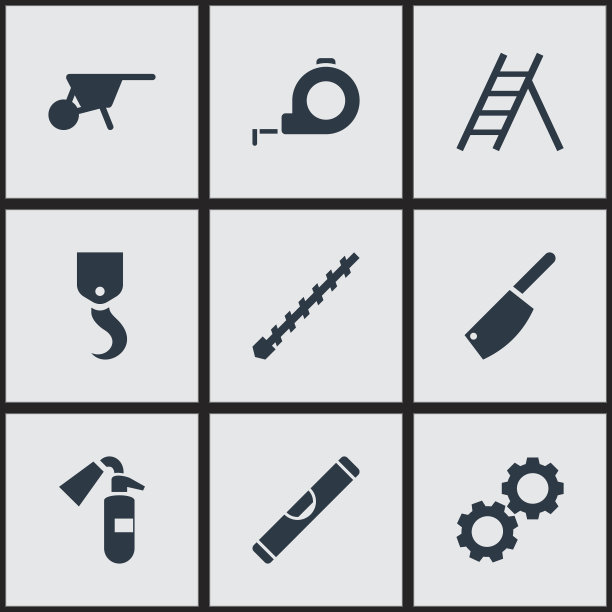 9个可编辑工具图标的集合。图片下载