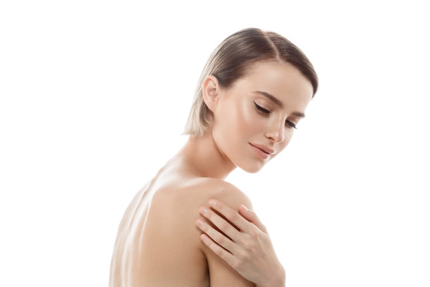 女人美丽的脸肖像孤立在白色。影棚拍摄。素材图片