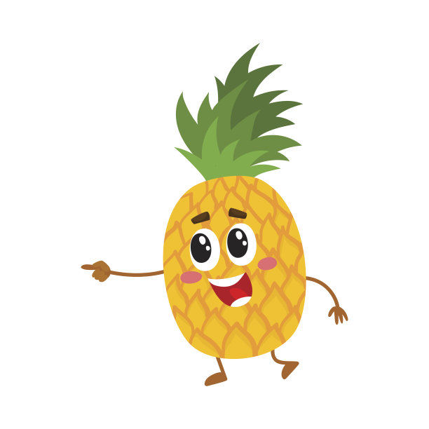可爱有趣的菠萝角色，吉祥物指着什么图片下载