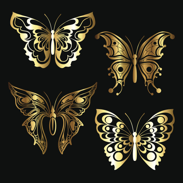 四个金色的蝴蝶图片下载