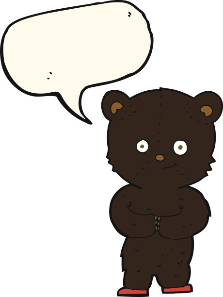 卡通泰迪黑熊幼崽与语音泡泡图片下载