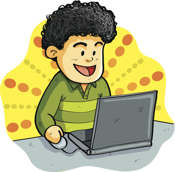 男孩玩笔记本电脑图片下载