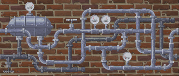 无缝管道和砖墙背景图片下载