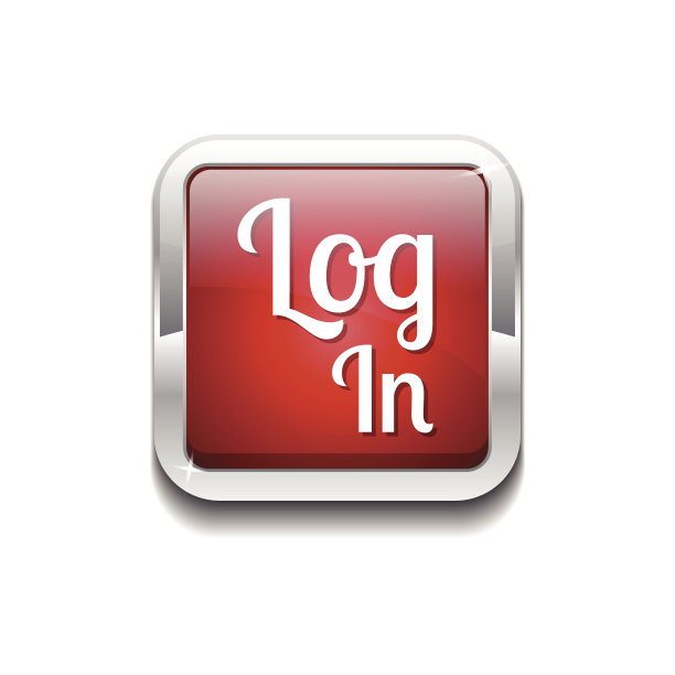 登录在红色矢量图标按钮图片下载