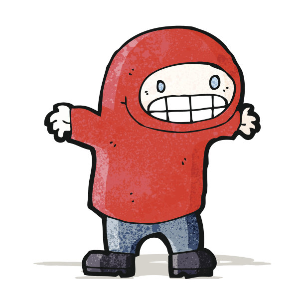 穿着连帽运动衫的卡通男孩图片下载