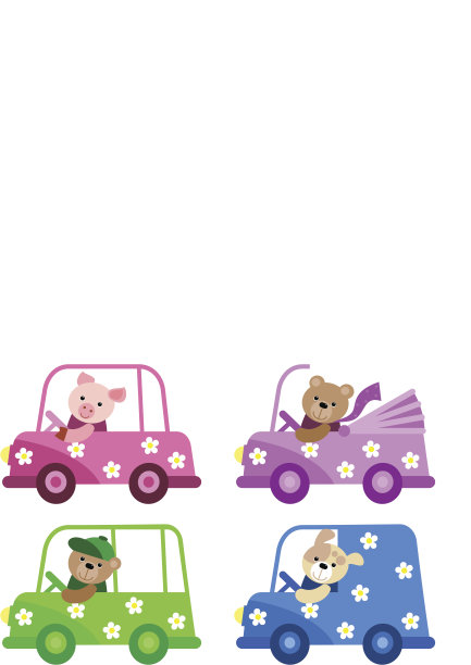 有趣的汽车设置图标插图图片下载