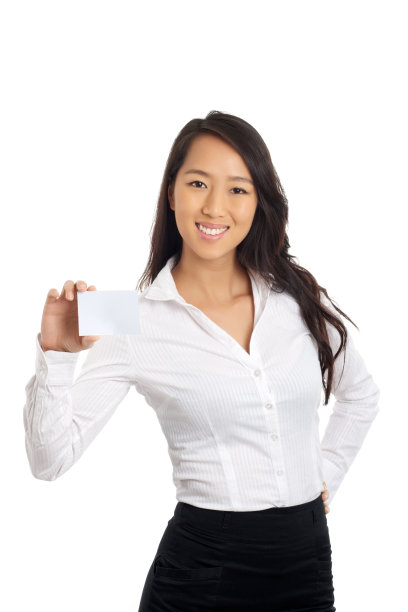商业亚洲女人显示空白纸图片下载