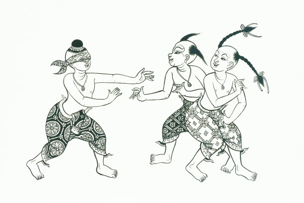 孩子们玩，蒙住眼睛接住图片下载