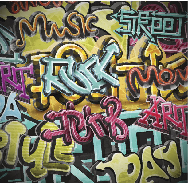 多彩的垃圾涂鸦背景素材图片