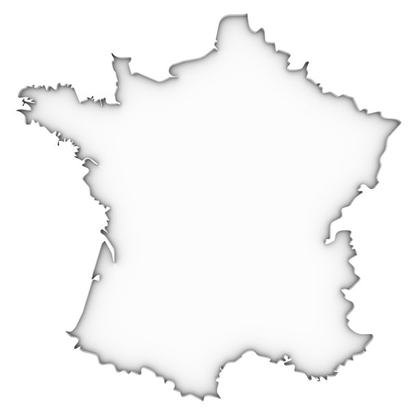 一张白色的法国地图的轮廓图片下载