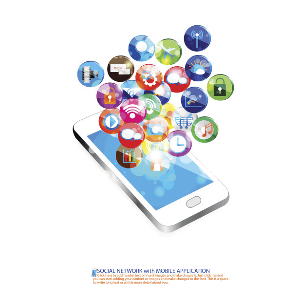 带有社交网络通信设计的设备图片下载