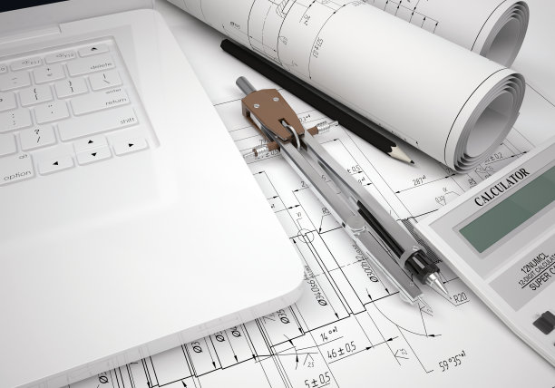 工程图纸和笔记本电脑图片下载