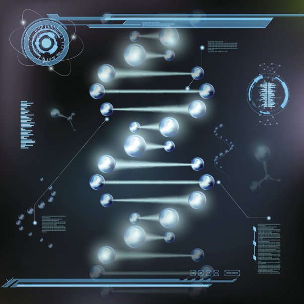 螺旋DNA，分子和原子在显微镜下。住房和城市发展部接口。图片下载