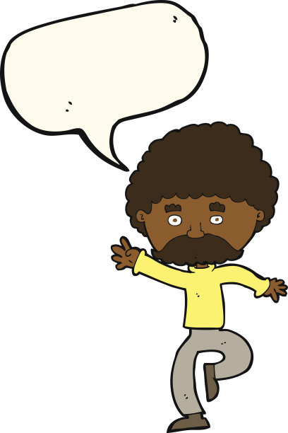 卡通胡子男人迪斯科舞与讲话气泡图片下载