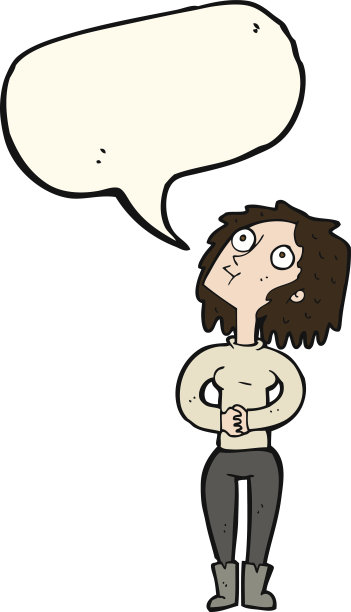 卡通女人抬头看泡泡说话图片下载