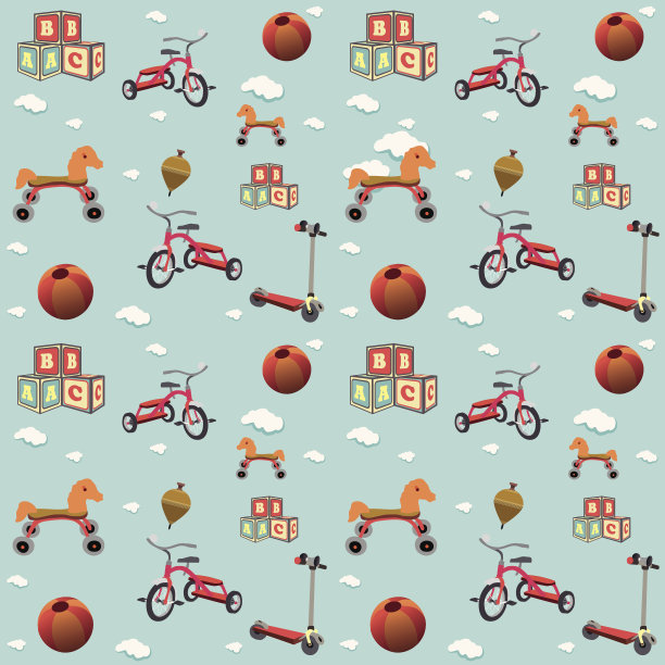 孩子的老式玩具图案墙纸图片下载