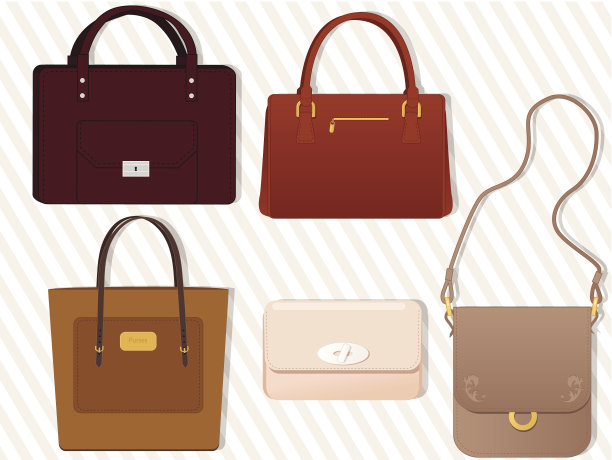 五种不同风格的女性手袋图片下载
