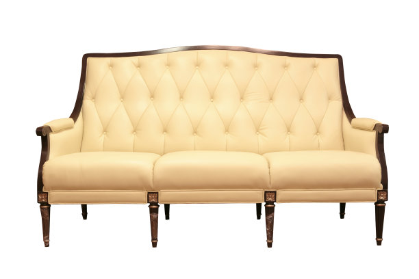 黄色沙发孤立在白色背景上图片下载