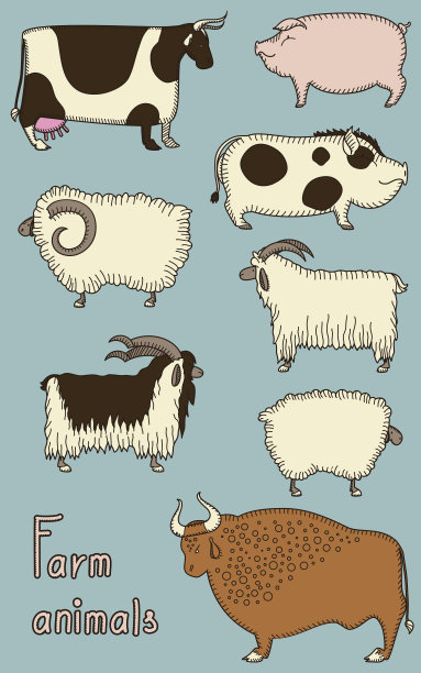 一套8可爱的农场动物图片下载