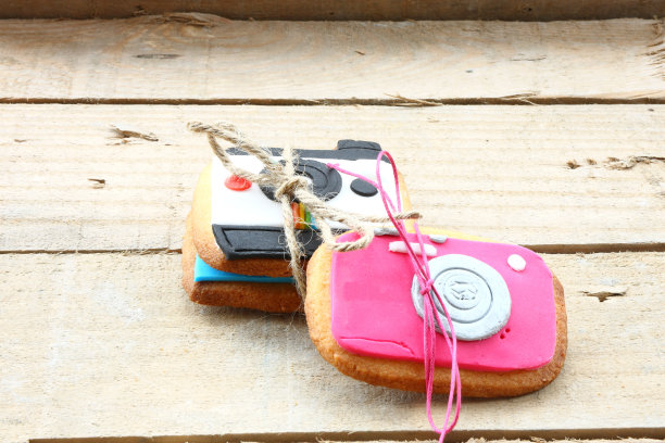 手工制作的相机饼干图片下载