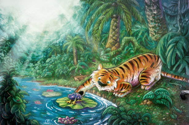 老虎和青蛙素材图片