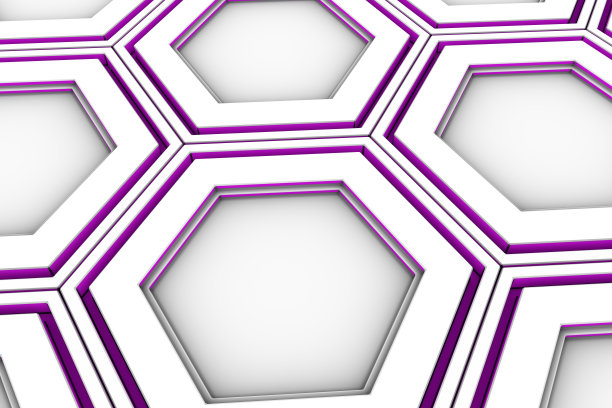 白色六角形与紫罗兰发光的边图片下载